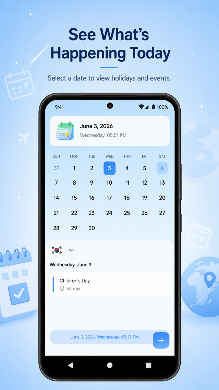 Today's calendar events screen